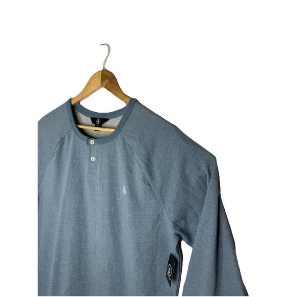 Volcom Love Sleeve Shirt Henley Flecked Blue Pullover Mens Size Large L - NWT - Picture 3 of 14